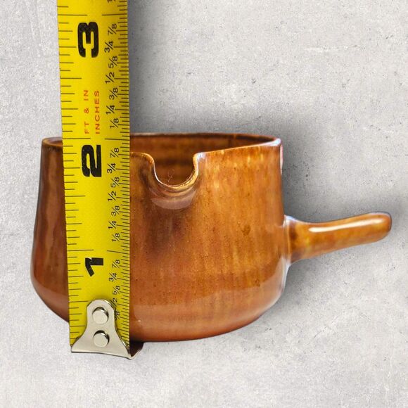 Vintage Studio Pottery Creamer Signed VS MCM Brown Glaze Handcrafted 3x2” - Picture 8 of 9